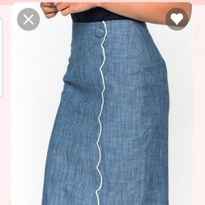 Chambray Scalloped Skirt